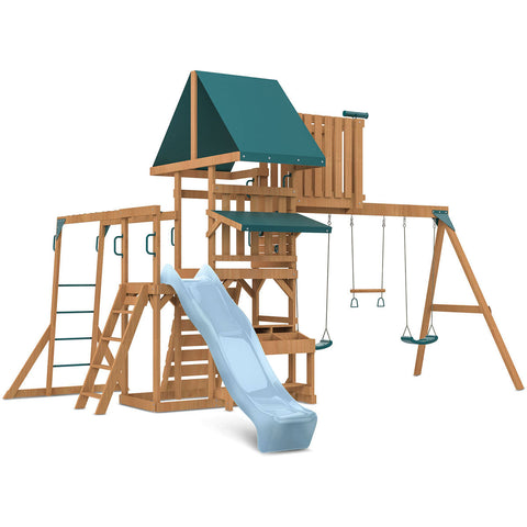 Lifespan Kids Walton Swing Set Monkey Bars & Play Centre With 2.2M Slide (Pastel Blue) Outdoor Play Sets