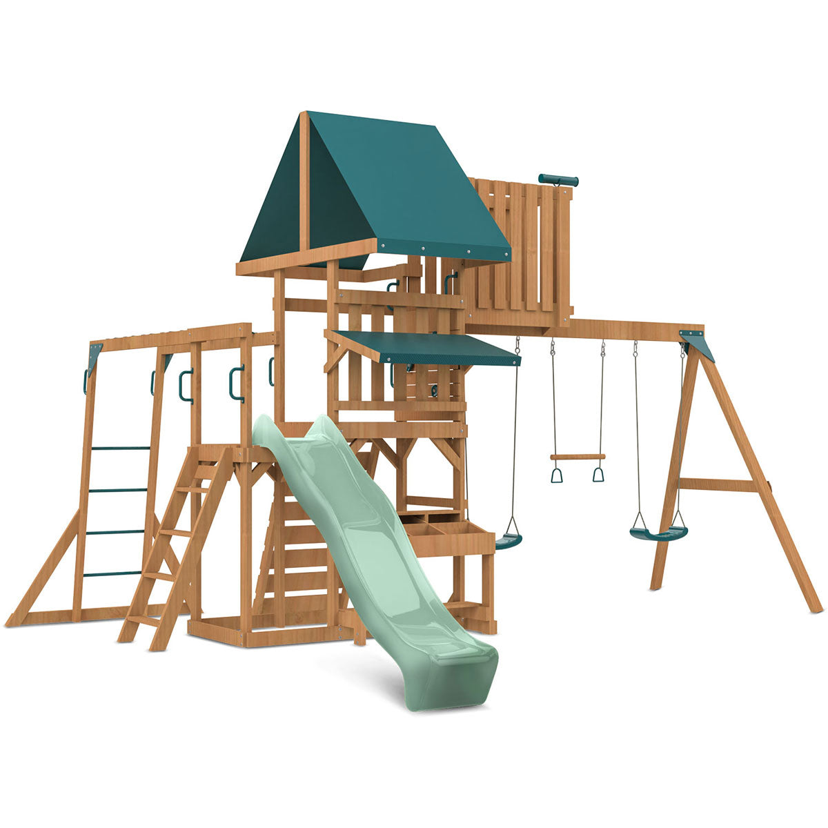Lifespan Kids Walton Swing Set Monkey Bars & Play Centre With 2.2M Slide (Pastel Green) Outdoor Play Sets
