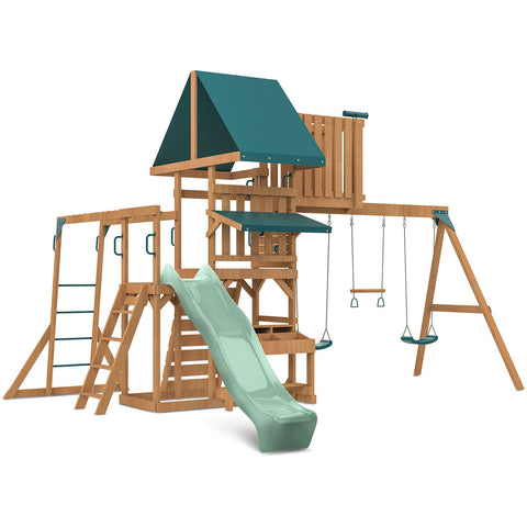 Lifespan Kids Walton Swing Set Monkey Bars & Play Centre With 2.2M Slide (Pastel Green) Outdoor Play Sets