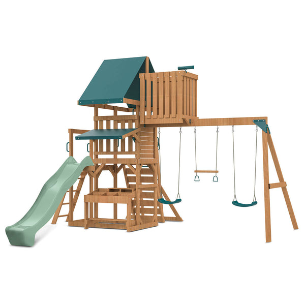 Lifespan Kids Walton Swing Set Monkey Bars & Play Centre With 2.2M Slide (Pastel Green) Outdoor Play Sets