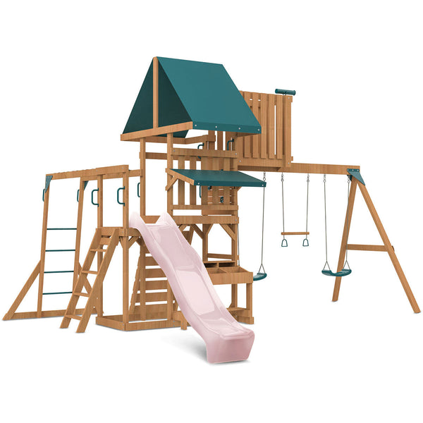 Lifespan Kids Walton Swing Set Monkey Bars & Play Centre With 2.2M Slide (Pastel Pink) Outdoor Play Sets