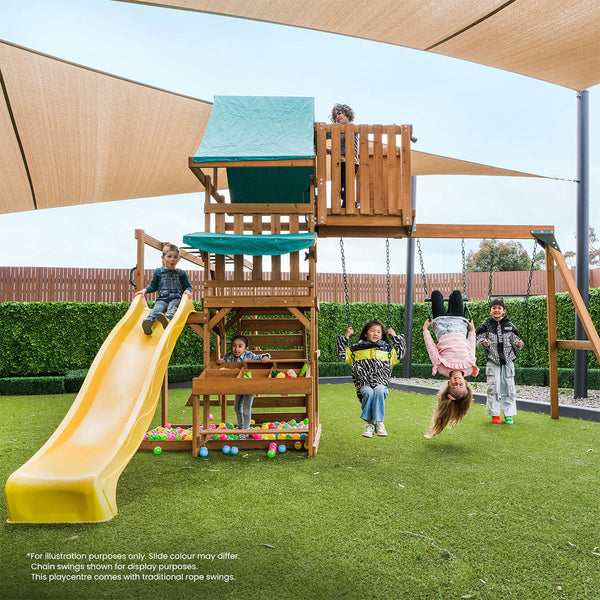 Lifespan Kids Walton Swing Set Monkey Bars & Play Centre With 2.2M Slide (White) Outdoor Play Sets