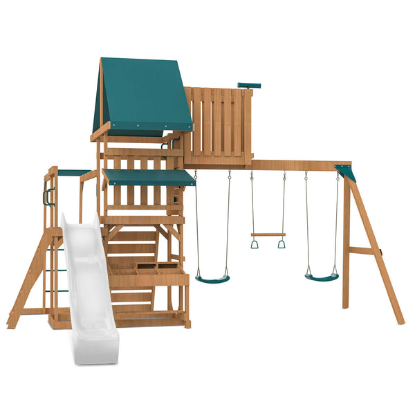 Lifespan Kids Walton Swing Set Monkey Bars & Play Centre With 2.2M Slide (White) Outdoor Play Sets