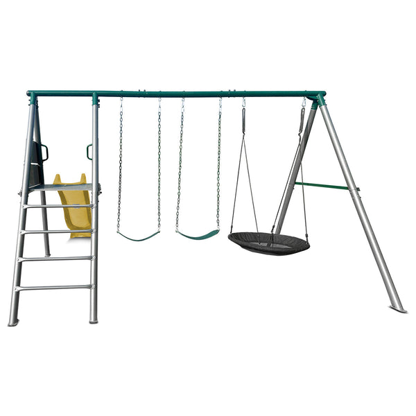 Lifespan Kids Europa Commercial Grade Steel Swing Set With Climb & 2.2M Slide (Yellow) Outdoor Play Sets