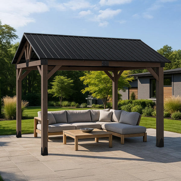 Yardtopia Fremantle 3.6M X 3M Timber & Steel Gable Roof Gazebo Gazebos & Pergolas