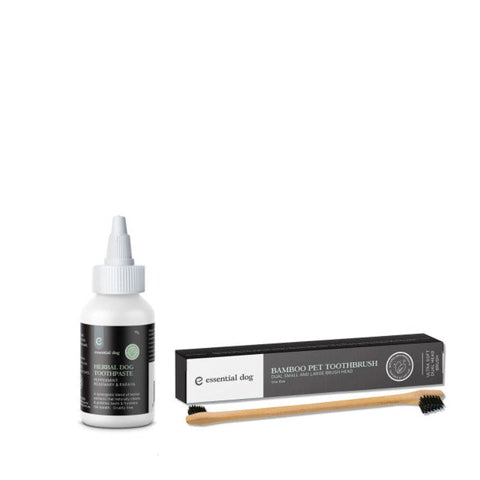 Essential Dog Bamboo Pet Dental Kit: Toothpaste + Toothbrush Oral Hygiene