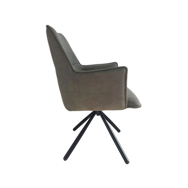 Dining Chair Green Linen Fabric Upholstered Seat Powder Coated Iron Legs Dining Chairs