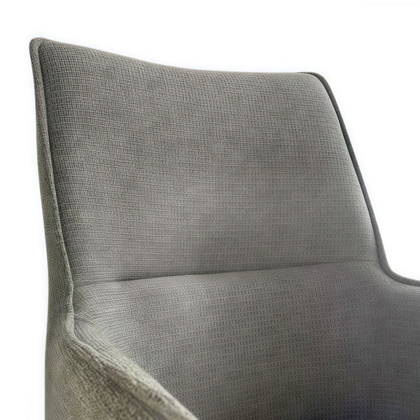 Dining Chair Green Linen Fabric Upholstered Seat Powder Coated Iron Legs Dining Chairs