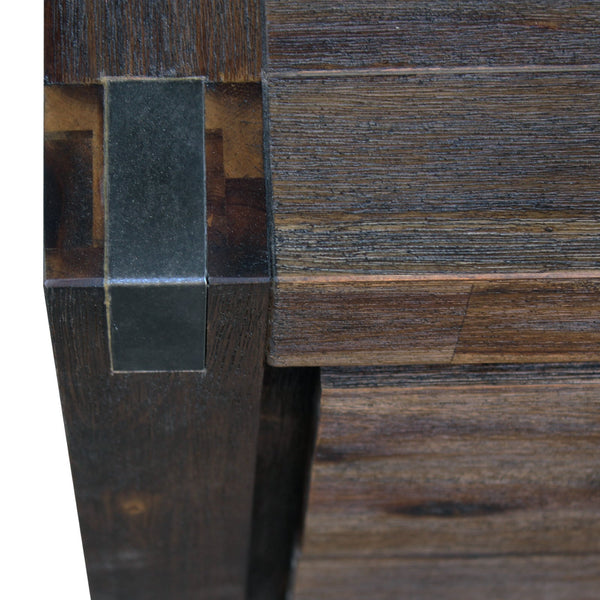 4 Pieces Bedroom Suite In Solid Wood Veneered Acacia Construction Timber Slat Queen Size Chocolate Colour Bedside Table & Tallboy Dressers & Chests Of