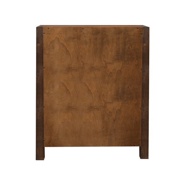 5 Pieces Bedroom Suite In Solid Wood Veneered Acacia Construction Timber Slat Double Size Chocolate Colour Bedside Table Tallboy & Dresser Dressers &