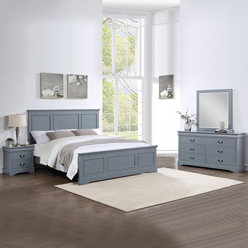 4 Pieces Bedroom Suite In Solid Wood Mdf King Size Grey Colour Bedside Table Dresser King Bed Frames