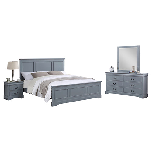 4 Pieces Bedroom Suite In Solid Wood Mdf King Size Grey Colour Bedside Table Dresser King Bed Frames
