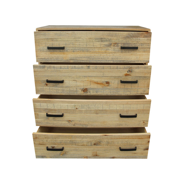 4 Pieces Bedroom Suite King Size In Solid Wood Antique Design Bedside Table Tallboy Light Brown King Bed Frames