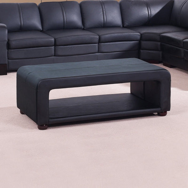 Coffee Table Upholstered Pu Leather In Black Colour With Open Storage Coffee Tables