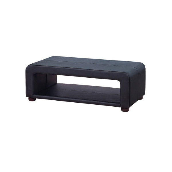 Coffee Table Upholstered Pu Leather In Black Colour With Open Storage Coffee Tables