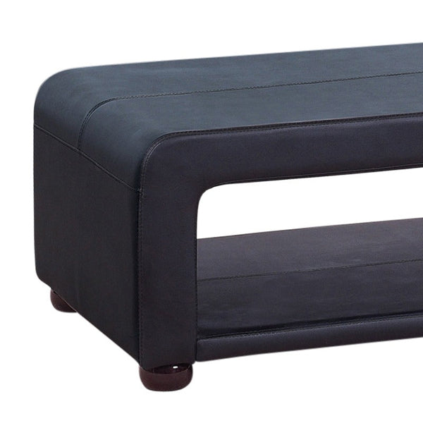Coffee Table Upholstered Pu Leather In Black Colour With Open Storage Coffee Tables