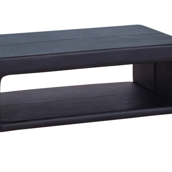Coffee Table Upholstered Pu Leather In Black Colour With Open Storage Coffee Tables