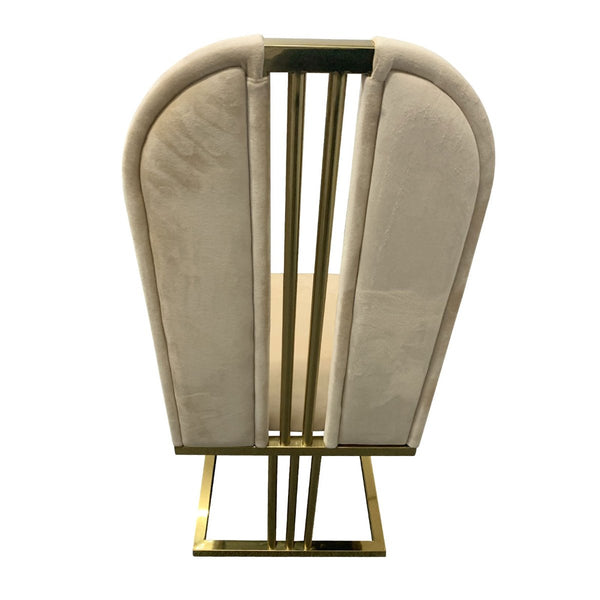 2X Dining Chair Stainless Gold Frame & Seat Beige Fabric Dining Chairs