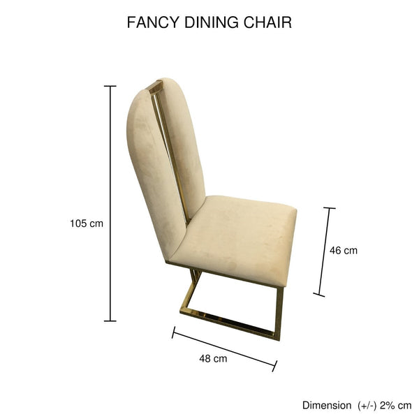 2X Dining Chair Stainless Gold Frame & Seat Beige Fabric Dining Chairs