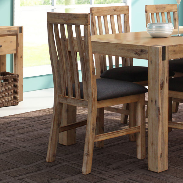 2X Frame Leatherette In Solid Acacia & Veneer Oak Colour Dining Chairs