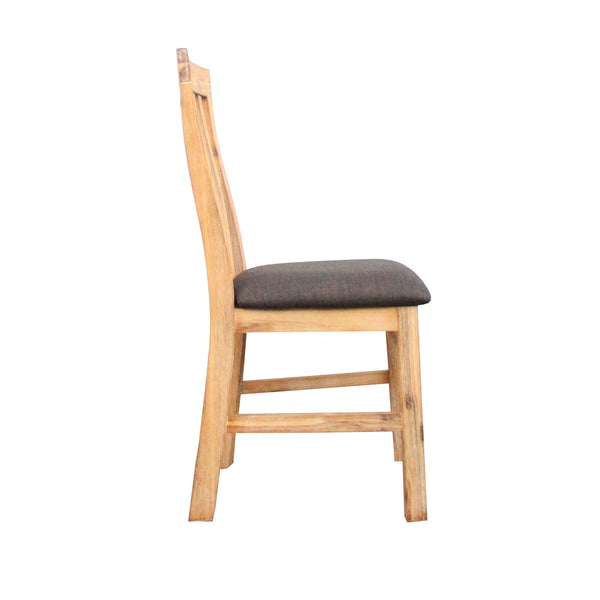 2X Frame Leatherette In Solid Acacia & Veneer Oak Colour Dining Chairs