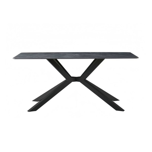 Dining Table Rectangular Shape Green Sintered Stone Top Powder Coated Iron Legs Dining Tables