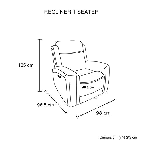 1 Seater Electric Air Leather Dark Grey Recliner Sofas Armchairs & Couches