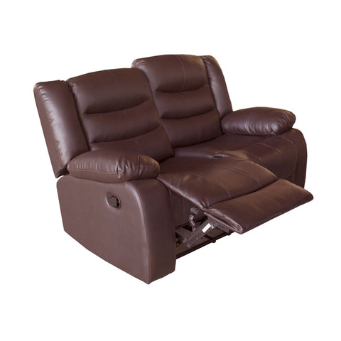 2 Seater Recliner Sofa In Faux Leather Lounge Couch Brown Sofas Armchairs & Couches