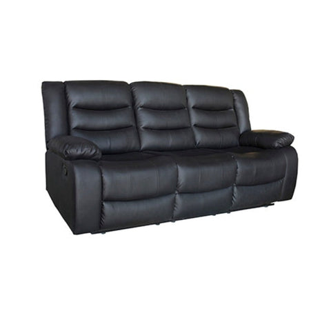 3 Seater Recliner Sofa In Faux Leather Lounge Couch Black Sofas Armchairs & Couches