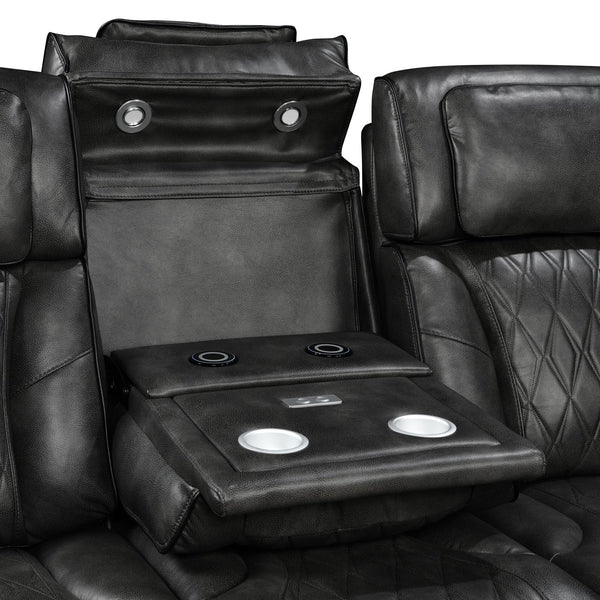 3 1 Seater Electric Air Leather Dark Grey Recliner Set Electric Massage Chairs