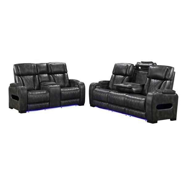 3 2 Seater Electric Air Leather Dark Grey Recliner Set Electric Massage Chairs