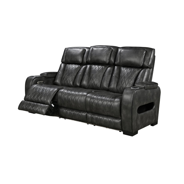 3 2 Seater Electric Air Leather Dark Grey Recliner Set Electric Massage Chairs