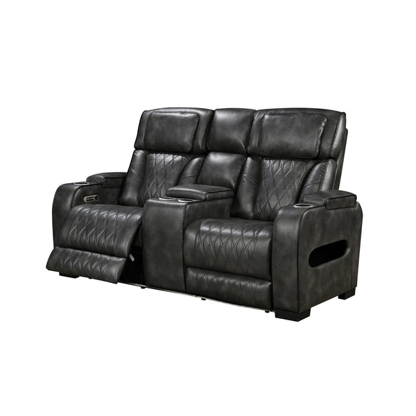 3 2 Seater Electric Air Leather Dark Grey Recliner Set Electric Massage Chairs