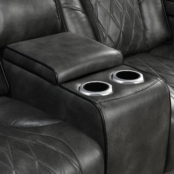 3 2 Seater Electric Air Leather Dark Grey Recliner Set Electric Massage Chairs