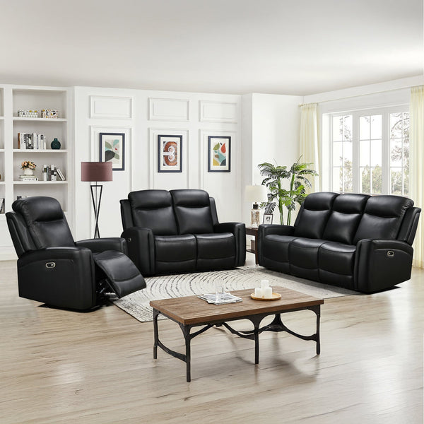 3 2 Seater Electric Leather/Pvc Black Recliner Set Electric Massage Chairs