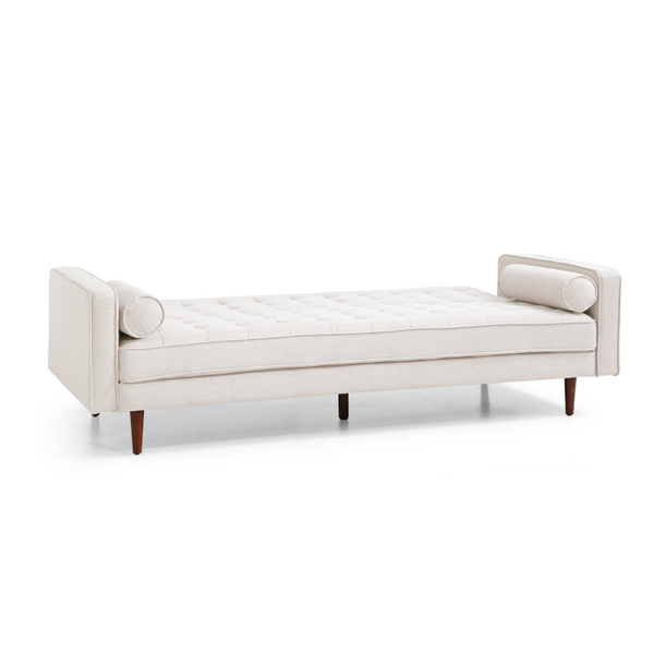 Sofa Bed 3 Seater Button Tufted Lounge Set For Living Room Couch In Fabric Beige Colour Sofa Beds