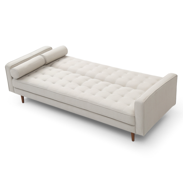 Sofa Bed 3 Seater Button Tufted Lounge Set For Living Room Couch In Fabric Beige Colour Sofa Beds