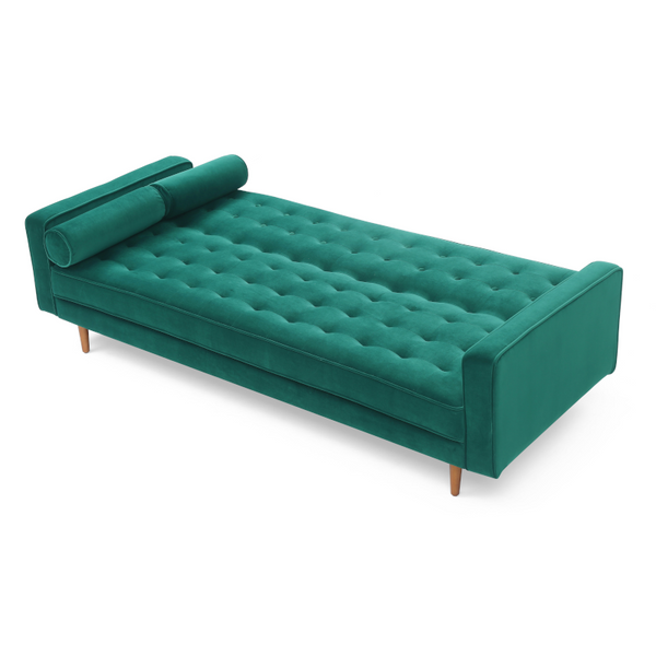 Sofa Bed 3 Seater Button Tufted Lounge Set For Living Room Couch In Velvet Green Colour Sofa Beds