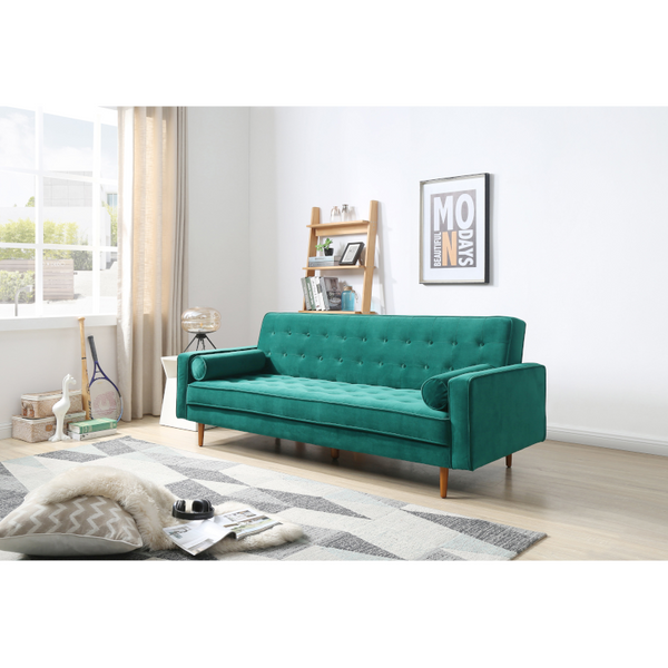 Sofa Bed 3 Seater Button Tufted Lounge Set For Living Room Couch In Velvet Green Colour Sofa Beds
