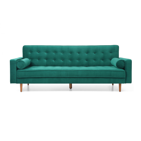 Sofa Bed 3 Seater Button Tufted Lounge Set For Living Room Couch In Velvet Green Colour Sofa Beds