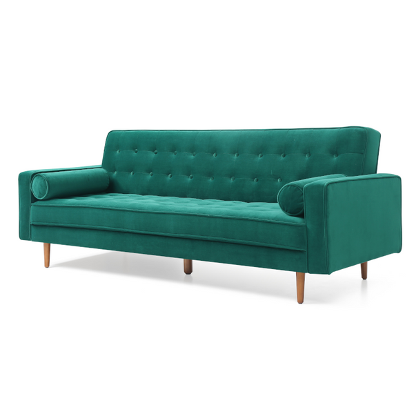 Sofa Bed 3 Seater Button Tufted Lounge Set For Living Room Couch In Velvet Green Colour Sofa Beds