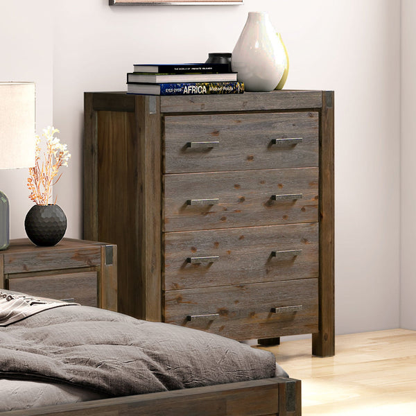 Tallboy Chest Of Drawers With 4 Storage In Chocolate Colour Dressers & Chests Of Drawers
