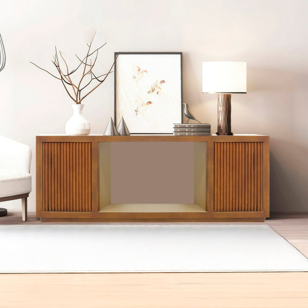 Tv Cabinet Mdf Brown Colour Two Sideboards Open Space Sideboards & Buffets