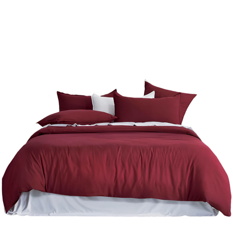 Cleverpolly Washed Microfibre Quilt Cover Set (Burgundy Single) Quilt Covers