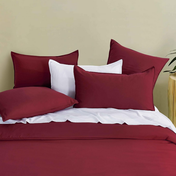 Cleverpolly Twin Pack Washed Microfibre Pillowcase (Burgundy Standard) Pillow Cases