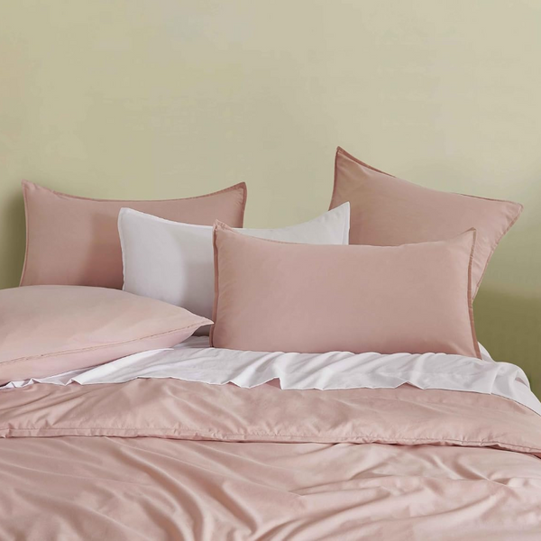 Cleverpolly Washed Microfibre Quilt Cover Set (Pink King) Quilt Covers