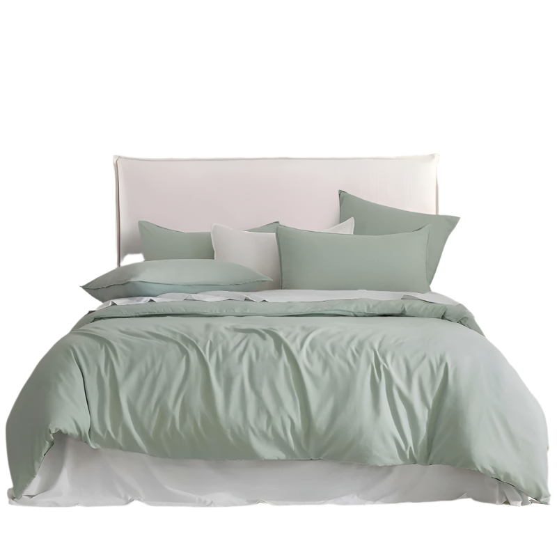 Cleverpolly Washed Microfibre Quilt Cover Set (Sage Double) Quilt Covers