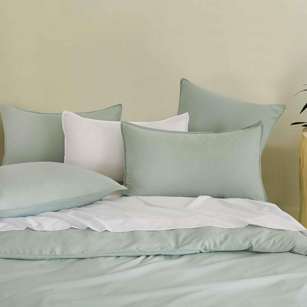 Cleverpolly Washed Microfibre Quilt Cover Set (Sage Double) Quilt Covers