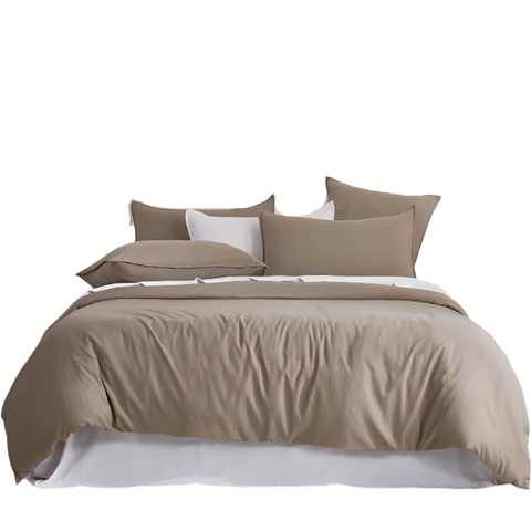 Cleverpolly Washed Microfibre Quilt Cover Set (Truffle Double) Quilt Covers