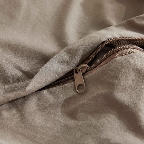 Cleverpolly Washed Microfibre Quilt Cover Set (Truffle Double) Quilt Covers